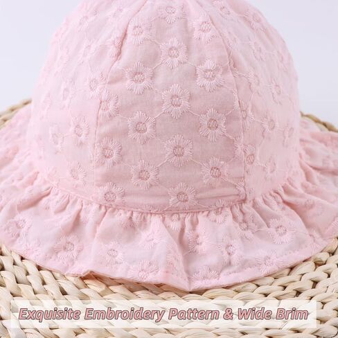 Baby Girl Sun Hat with Bowknot Cotton Infant Bucket Hat Summer Toddler Kids Beach Hats for Girls 0-2 Years in Saudi Arabia
