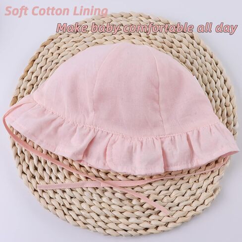 Baby Girl Sun Hat with Bowknot Cotton Infant Bucket Hat Summer Toddler Kids Beach Hats for Girls 0-2 Years in Saudi Arabia