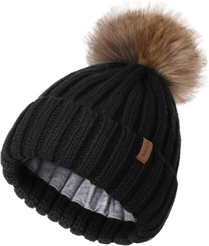 FURTALK Kids Winter Hat Toddler Knitted Beanie with Faux Fur Pom Poms for Baby Girls Boys in Saudi Arabia