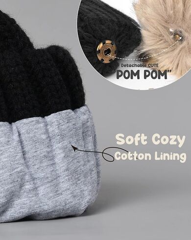 FURTALK Kids Winter Hat Toddler Knitted Beanie with Faux Fur Pom Poms for Baby Girls Boys in Saudi Arabia