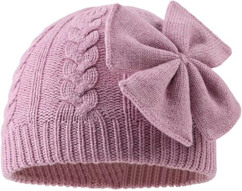 JANGANNSA Winter Warm Knitted Baby Hat for Girls Cotton Lined Infant Toddler Hat Autumn Cute Bow Classic Girls Beanie 0-6Y in Saudi Arabia