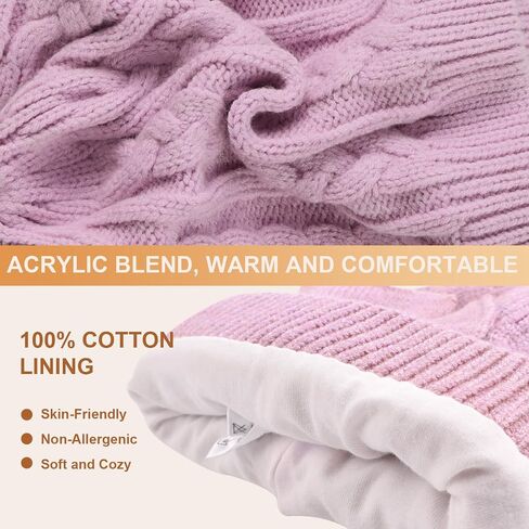 JANGANNSA Winter Warm Knitted Baby Hat for Girls Cotton Lined Infant Toddler Hat Autumn Cute Bow Classic Girls Beanie 0-6Y in Saudi Arabia