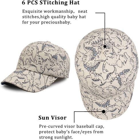 JANGANNSA Dinosaur Boys Girls Caps Embroidery Baby Baseball Caps Cotton Infant Toddler Kids Hat Spring Summer Autumn 2-6Y in Saudi Arabia