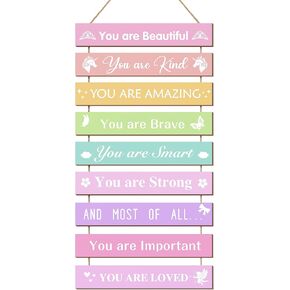 Girls Room Wall Decor, Set of 9 Pieces Wall Decor for Girls Bedroom Teen Girl, Inspirational Wall Art Hanging Plaque for Kids Baby Girl Nursery Wall Decortaions in Kuwait