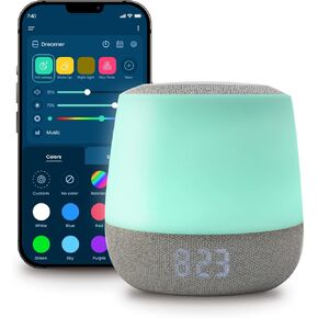 جهاز الصوت والإضاءة من بيبي سينس دريمر، ضوء ليلي RGB قابل للتعديل، عرض الساعة ودرجة الحرارة، مدرب النوم، جدول البرامج، مهدئ للضوضاء باللون الأبيض والوردي والبني، التهويدات والأصوات in Kuwait