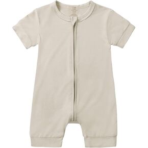 MYGBCPJS Toddler Boys Girls Short Sleeve Bamboo Rayon Pajamas Zip Up Romper Infant Baby Zipper Jumpsuit Bodysuit Sleepers