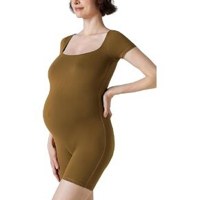 POSHDIVAH بدلة أمومة نسائية برقبة مربعة بدلة حمل تي شيرت علوي بأكمام قصيرة رومبير in Kuwait