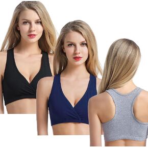 CAKYE Racerback Maternity Nursing Sleep Bra Cotton Breastfeeding Bralette 3-Pack