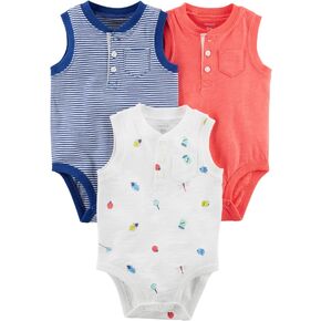 Carter's Baby Boys' 3-Pack Short-Sleeve Polo-Style Bodysuits (18 Months, Navy/Red/Ivory) in Saudi Arabia