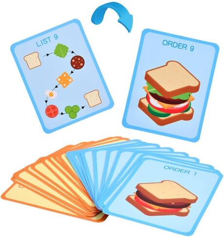 eamve Montessori Toys for Toddlers,Wooden Burger Sandwich Sorting & Stacking Toys for Toddlers and Kids Preschool,Burger Sandwitch Wooden Preschool Educational Toys for Gift 3,4,5 Years Old(2 Sets) in Kuwait