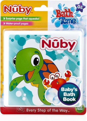 Nuby Floating Purple Octopus with 3 Hoopla Rings Interactive Bath Toy Bath Fun Time Book with Water-Proof Pages and Surprise Squeaker, Early Education, 0 M+ in Kuwait