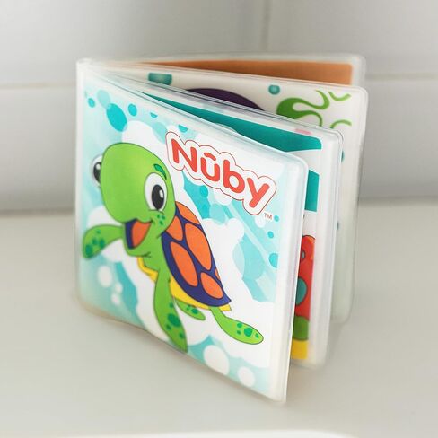 Nuby Floating Purple Octopus with 3 Hoopla Rings Interactive Bath Toy Bath Fun Time Book with Water-Proof Pages and Surprise Squeaker, Early Education, 0 M+ in Kuwait