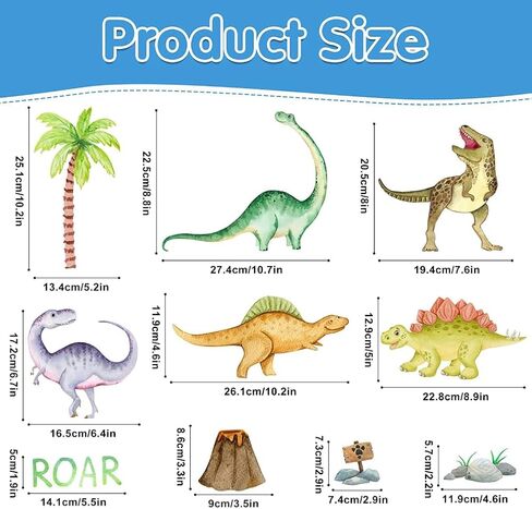 Dinosaur Wall Decals Glow in The Dark Vinyl Watercolor Dinosaur Decal Large Removable Dino Wall Stickers for Boys Bedroom Kids Girls Baby Nursery Playroom Living Room Wall Decor(Blue) | Watercolor Dinosaurs,Large Removable Dino Wall Stickers,Kids Girls Ba in Saudi Arabia