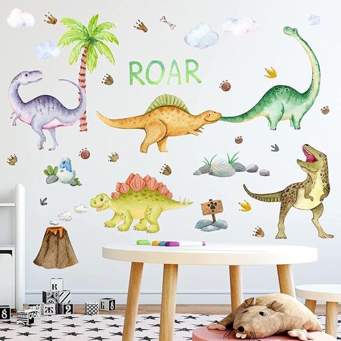 Dinosaur Wall Decals Glow in The Dark Vinyl Watercolor Dinosaur Decal Large Removable Dino Wall Stickers for Boys Bedroom Kids Girls Baby Nursery Playroom Living Room Wall Decor(Blue) | Watercolor Dinosaurs,Large Removable Dino Wall Stickers,Kids Girls Ba in Saudi Arabia