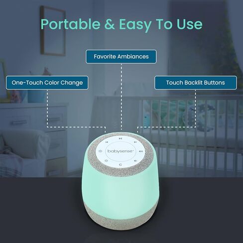 جهاز الصوت والإضاءة من بيبي سينس دريمر، ضوء ليلي RGB قابل للتعديل، عرض الساعة ودرجة الحرارة، مدرب النوم، جدول البرامج، مهدئ للضوضاء باللون الأبيض والوردي والبني، التهويدات والأصوات in Kuwait