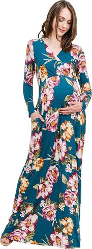 LaClef Women's Wrapped Ruched Maternity Dress with Pocket in Saudi Arabia