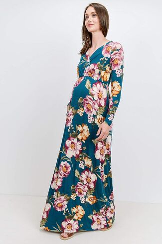 LaClef Women's Wrapped Ruched Maternity Dress with Pocket in Saudi Arabia