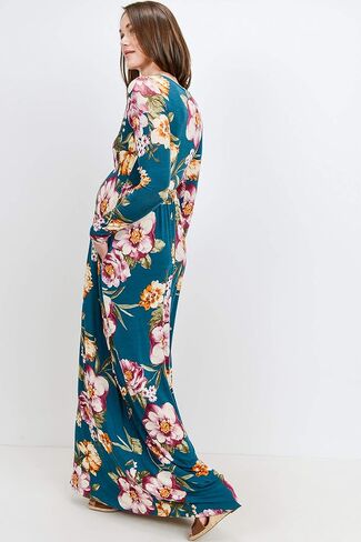 LaClef Women's Wrapped Ruched Maternity Dress with Pocket in Saudi Arabia