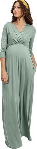 LaClef Women's Wrapped Ruched Maternity Dress with Pocket in Saudi Arabia