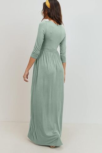 LaClef Women's Wrapped Ruched Maternity Dress with Pocket in Saudi Arabia