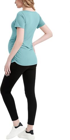 GINKANA Maternity Shirts Square Neck Tee Shirt Pregnancy Mama Basic Top Casual Short Sleeve Shirt for Daily Wear in Kuwait