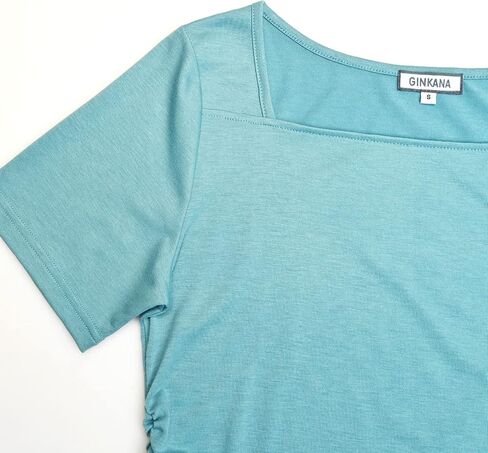 GINKANA Maternity Shirts Square Neck Tee Shirt Pregnancy Mama Basic Top Casual Short Sleeve Shirt for Daily Wear in Kuwait
