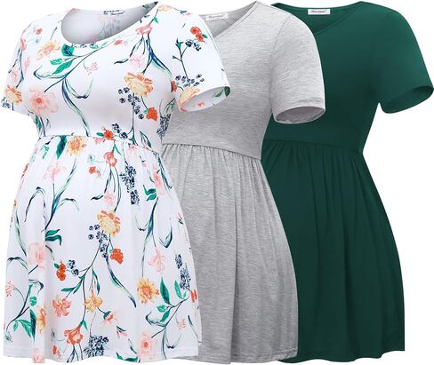 Bearsland Maternity Tops Short Sleeve Scoop Neck Breastfeeding Shirt Pregnancy Clothes in Saudi Arabia