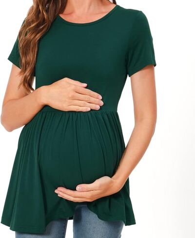 Bearsland Maternity Tops Short Sleeve Scoop Neck Breastfeeding Shirt Pregnancy Clothes in Saudi Arabia