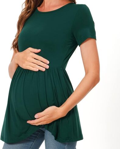 Bearsland Maternity Tops Short Sleeve Scoop Neck Breastfeeding Shirt Pregnancy Clothes in Saudi Arabia
