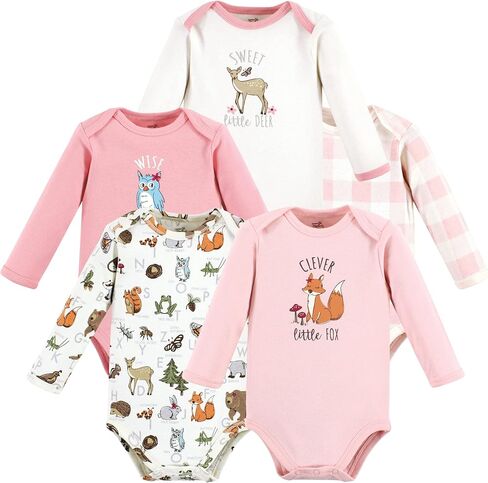 Touched by Nature Unisex Baby Organic Cotton Long-Sleeve Bodysuits, Girl Woodland Alphabet, 9-12 Months in Kuwait