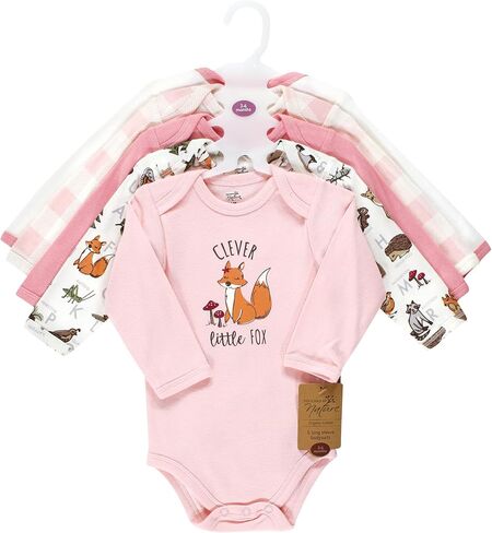 Touched by Nature Unisex Baby Organic Cotton Long-Sleeve Bodysuits, Girl Woodland Alphabet, 9-12 Months in Kuwait