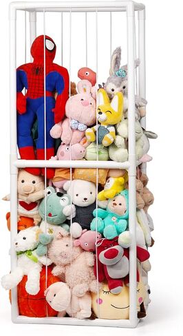 Stuffed Animal Zoo Storage PVC Stuffed Animal Holder, Pink | Vertical Plush Storage Organizer Shelf with Elastic Band for Nursery Play Room Bedroom in Saudi Arabia