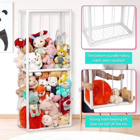 Stuffed Animal Zoo Storage PVC Stuffed Animal Holder, Pink | Vertical Plush Storage Organizer Shelf with Elastic Band for Nursery Play Room Bedroom in Saudi Arabia