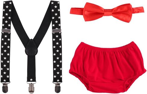 Baby Boys Cake Smash Clothes Diaper Suspenders Pants Bow Tie 3PCS Set First 1st 2nd Birthday Outfit for Photo Prop Party in Saudi Arabia