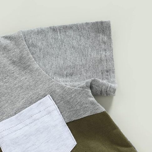 Toddler Baby Boy Summer Clothes Contrast Color Short Sleeve Shirt Top Shorts Casual Baby Boy Shorts Set in Kuwait