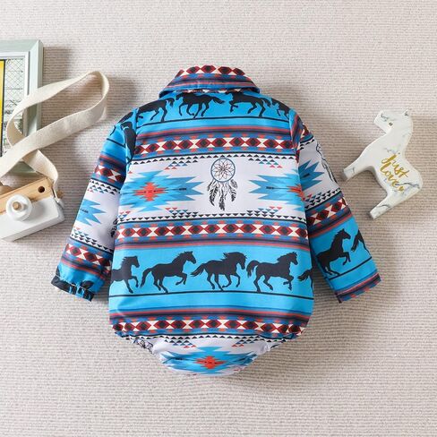 Kayotuas Western Baby Boy Clothes Cowboy Shirt Romper Long/Short Sleeve Button Down Dress Bodysuit Infant Gentleman Outfits in Saudi Arabia