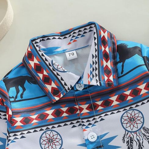 Kayotuas Western Baby Boy Clothes Cowboy Shirt Romper Long/Short Sleeve Button Down Dress Bodysuit Infant Gentleman Outfits in Saudi Arabia