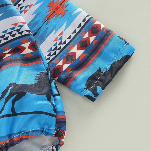 Kayotuas Western Baby Boy Clothes Cowboy Shirt Romper Long/Short Sleeve Button Down Dress Bodysuit Infant Gentleman Outfits in Saudi Arabia