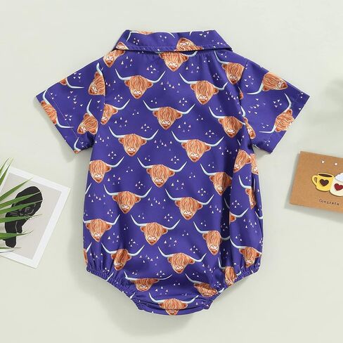 Kayotuas Western Baby Boy Clothes Cowboy Shirt Romper Long/Short Sleeve Button Down Dress Bodysuit Infant Gentleman Outfits in Saudi Arabia