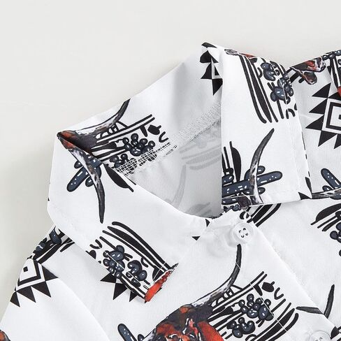 Kayotuas Western Baby Boy Clothes Cowboy Shirt Romper Long/Short Sleeve Button Down Dress Bodysuit Infant Gentleman Outfits in Saudi Arabia