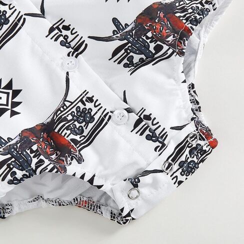Kayotuas Western Baby Boy Clothes Cowboy Shirt Romper Long/Short Sleeve Button Down Dress Bodysuit Infant Gentleman Outfits in Saudi Arabia