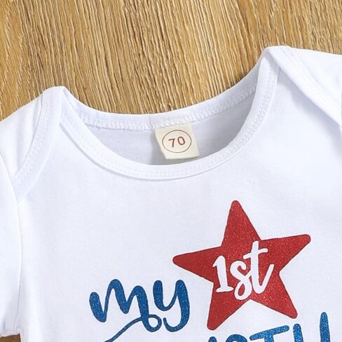 My First 4th of July Newborn Baby Boy Outfits American Flag Summer Romper Pants Independence Day 2PCS Set in Saudi Arabia