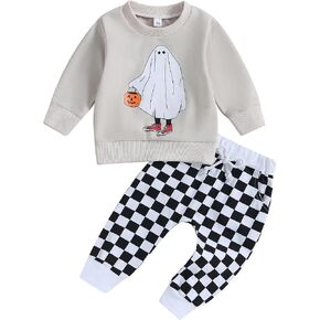 TheFound Baby Boy Halloween Outfits Toddler Pumpkin Print Sweatshirt Top Joggers Pants Toddler Boy Fall Winter Clothes 0-3T in Saudi Arabia