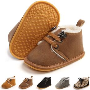 E-FAK Newborn Baby Booties Boys Girls Shoes Winter Warm Fur Lining Anit-Slip Rubber Sole Infant Toddler Prewalker Boots