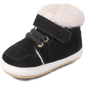 ESTAMICO Baby Shoes Winter Plush Rubber Sole Laces Boots