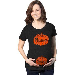 Maternity Mama and Baby Pumpkin Tshirt Cute Family Halloween Pregnancy Tee