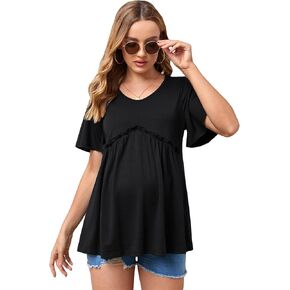 قمصان حمل نسائية من MakeMeChic بأكمام قصيرة وحواف مكشكشة للحمل من Peplum in Kuwait