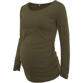 تي شيرت للحمل للسيدات من Ecavus بأكمام طويلة وجذاب من الجانب المكشكش in Kuwait