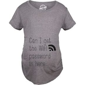 Womens Can I Get The WiFi Password in Here Maternity T Shirt Funny Pregnancy Tee