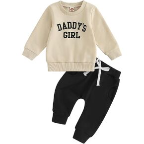 Newborn Baby Girl Outfits Daddy’s Girl Sweatshirt Long Sleeve T-Shirt Tops Pants Set Sweatsuit Toddler Fall Clothes in Saudi Arabia